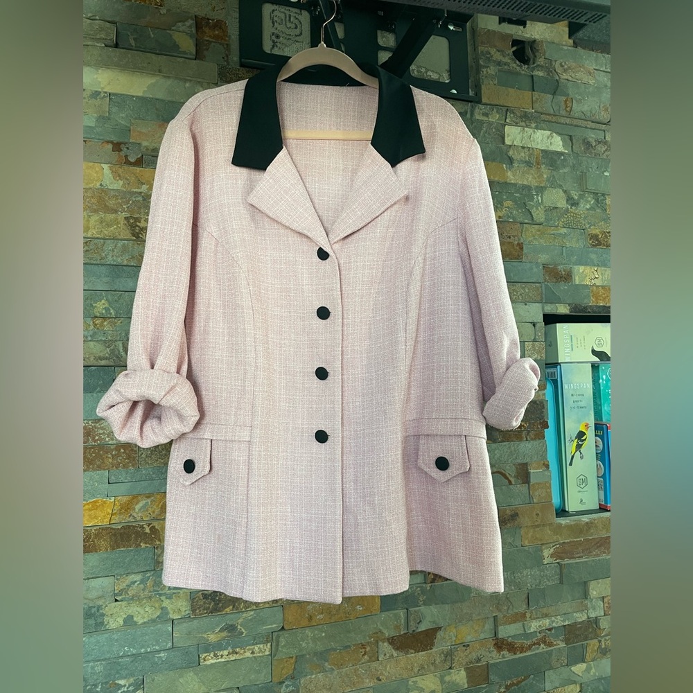 Pink Blazer with Black Collar